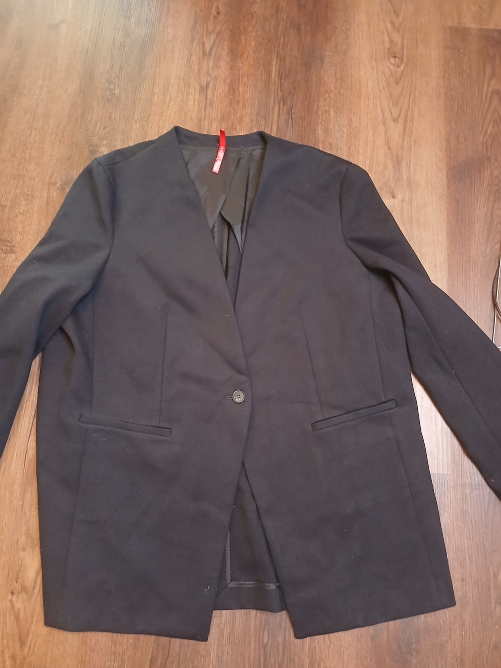 Spanx Blazer Womens XL Black Stretch One Button Longline Work Suit Jacket
